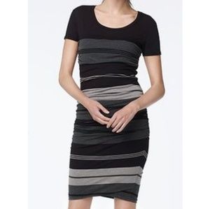 James perse striped ruched knee length dress